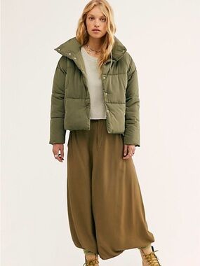 Free People weekend puffer in Olive Jacket